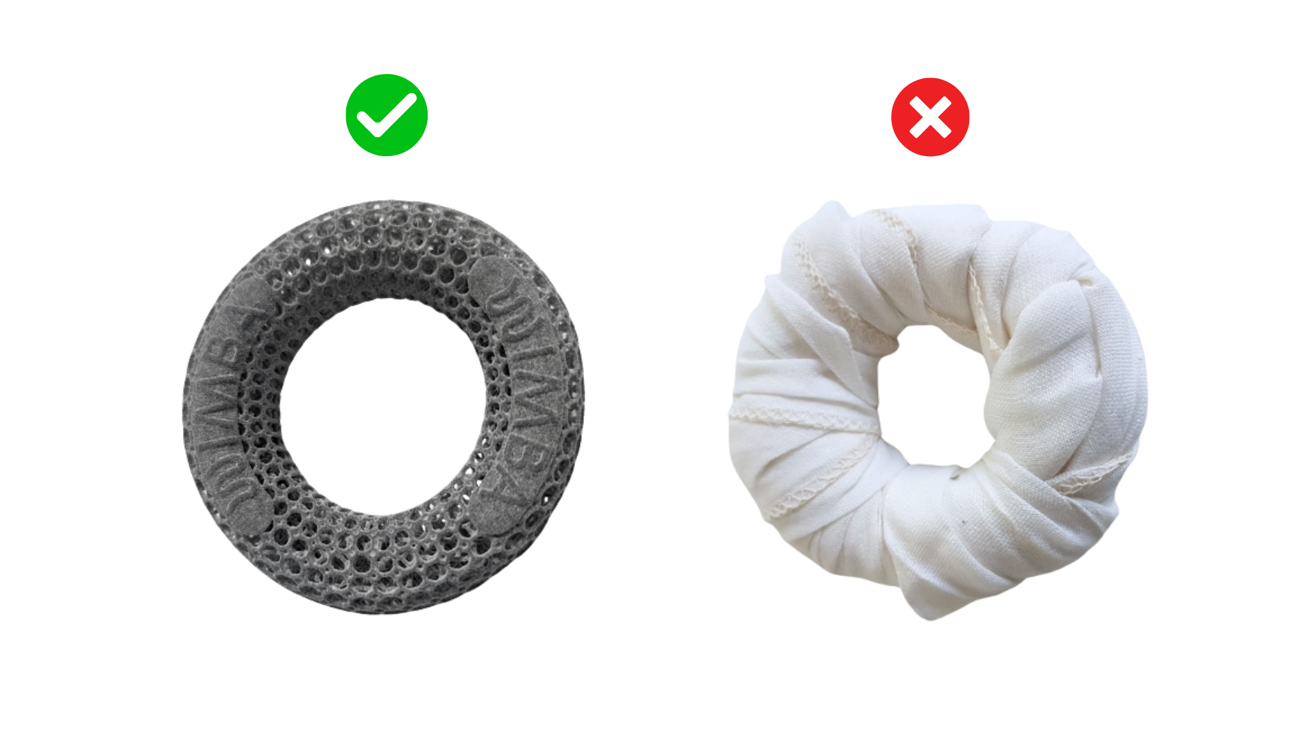 WIMBA donut spacer compared to a rolled bandage